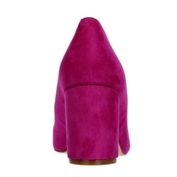 Revolve Marc Fisher Caitlin Hot Pink Slip On Suede Leather Pump Block Heels - Picture 3 of 10